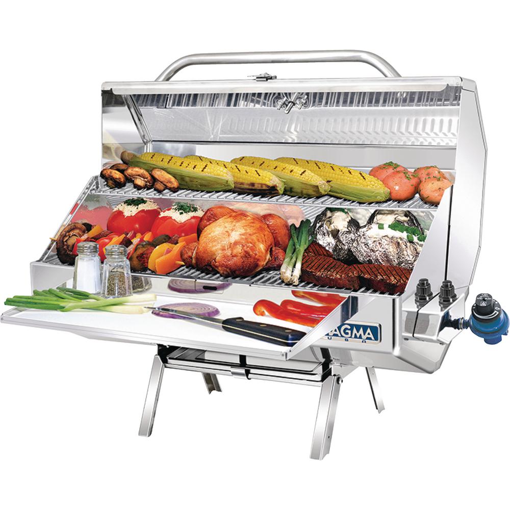 An image of Magma A10-1225-2GS Propane Gas Stainless Steel Tabletop Infrared Covered Grill