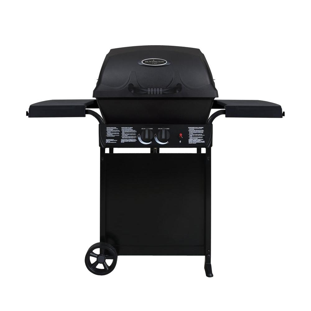 An image of Huntington 30030HNT Propane Gas Cast Aluminum Freestanding Covered Grill | KnowYourGrill 