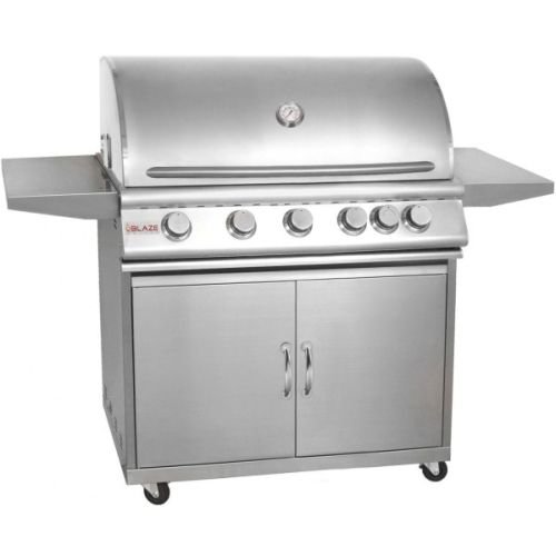 An image of Blaze Grills BLZ-5-NG-BLZ-5-CART-PKG 40" Natural Gas Freestanding Covered Grill | KnowYourGrill 