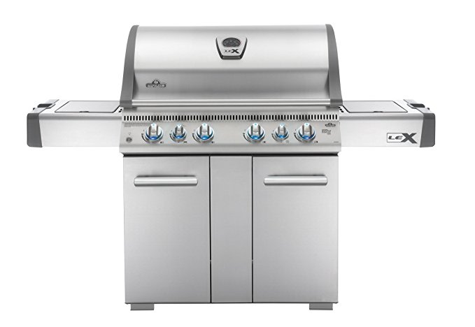 An image of NAPOLEON LEX605RSBIPSS Propane Gas Freestanding Infrared Covered Grill