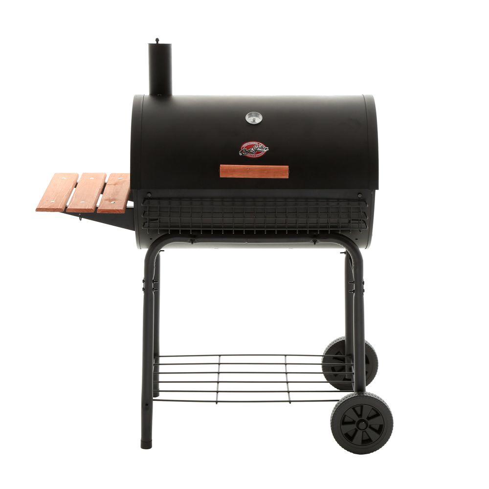 An image related to Char-Griller 2828 Deluxe 29" Charcoal Steel Barrel Grill