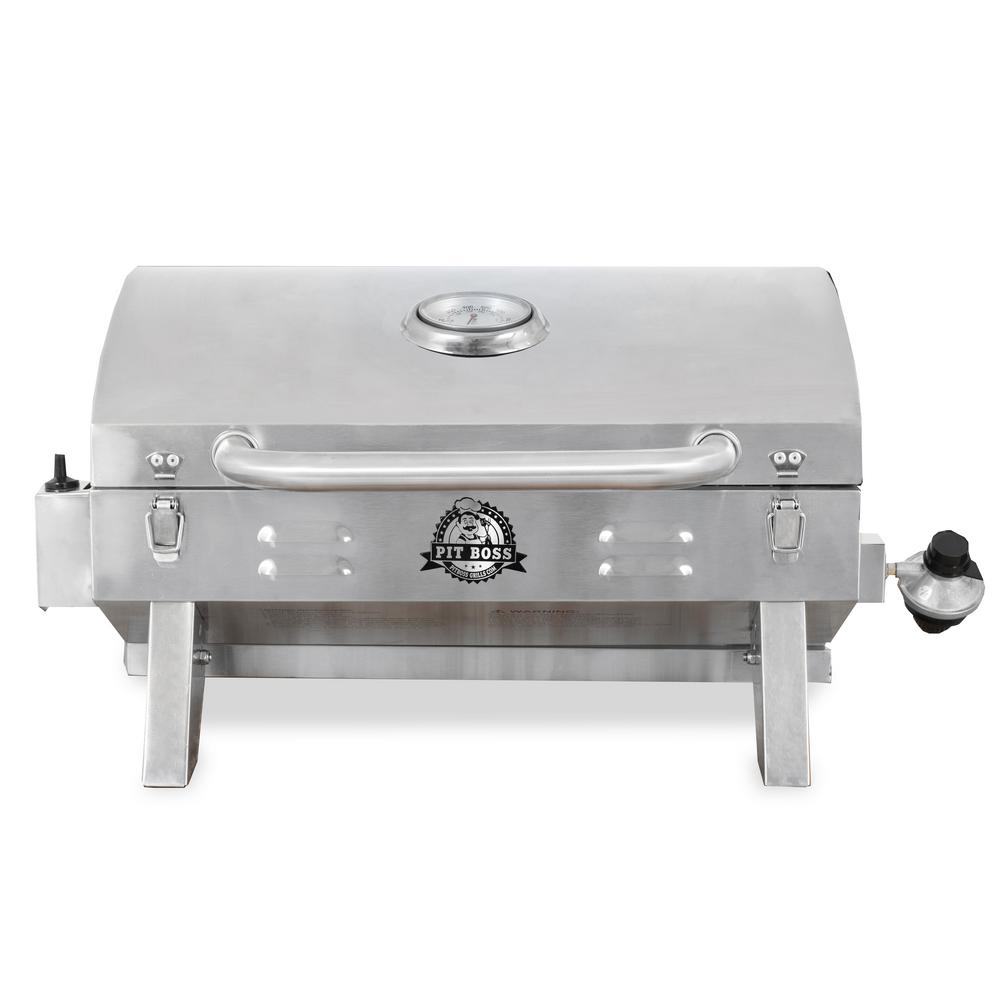 An image of Pit Boss 75283 Liquid Propane Stainless Steel Portable Covered Grill | KnowYourGrill 