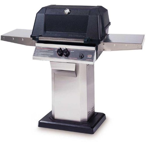 An image of MHP WNK4DD Natural Gas Stainless Steel Freestanding Covered Grill