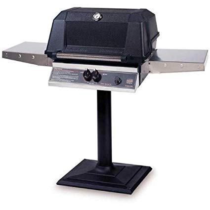 An image of MHP WNK4DD-N-MPB Propane Gas Stainless Steel Freestanding Covered Grill | KnowYourGrill 