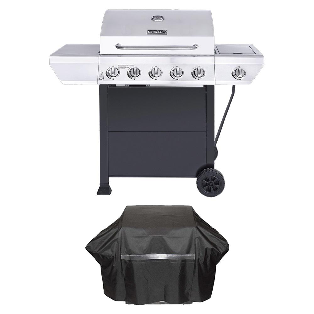 An image of Nexgrill 720-0888NX Propane Gas Stainless Steel Freestanding Covered Grill