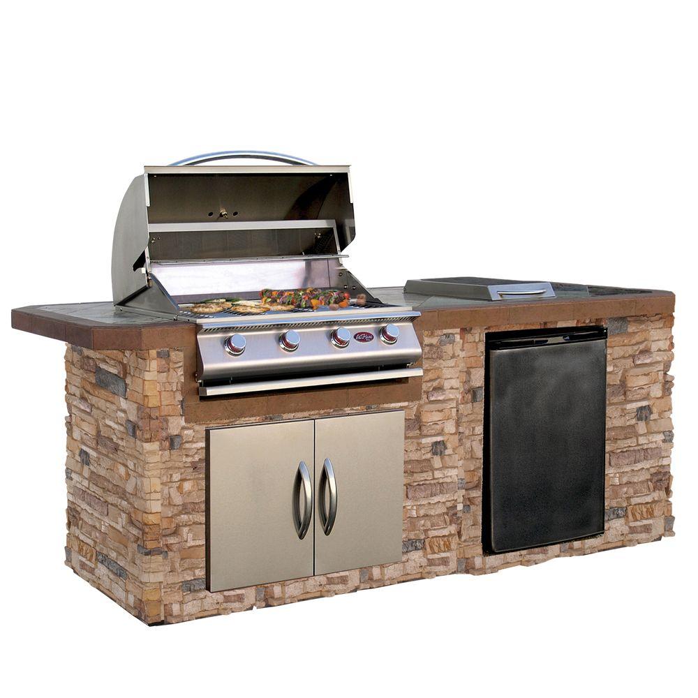 An image of Cal Flame LBK-710-AS Gas Stainless Steel Built-In Covered Grill | KnowYourGrill 