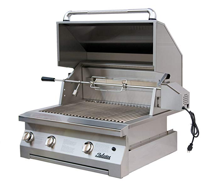 An image of Solaire SOL-AGBQ-30IR-LP 30'' Propane Gas Stainless Steel Covered Grill | KnowYourGrill 