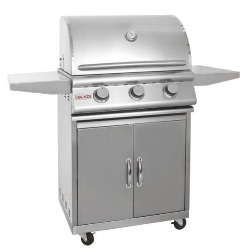 An image of Blaze Grills BLZ-3-LP-BLZ-3-CART-PKG 25'' Liquid Propane Stainless Steel Covered Grill | KnowYourGrill 