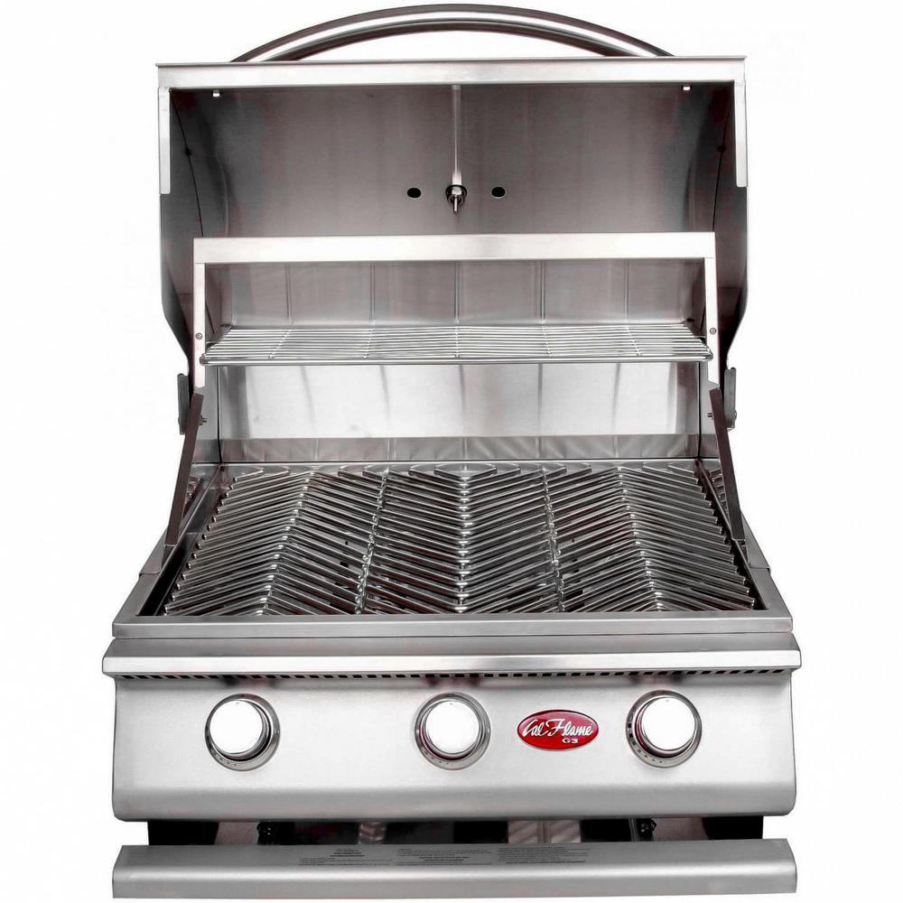 An image of Cal Flame BBQ09G03 Propane Gas Stainless Steel Built-In Covered Grill | KnowYourGrill 