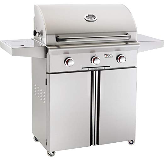 An image of AOG T Series 30'' Propane Gas Stainless Steel Freestanding Covered Grill | KnowYourGrill 