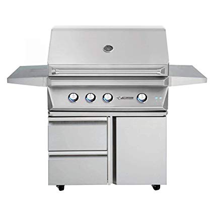 An image of Twin Eagles TEBQ36G-CL-TEGB36SD-B 36'' Propane Gas Stainless Steel Covered Grill