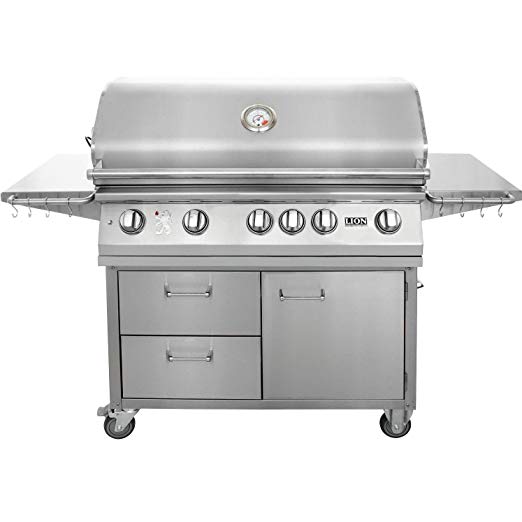 An image of Lion Premium Grills L963872LP 40" Propane Gas Stainless Steel Covered Grill | KnowYourGrill 