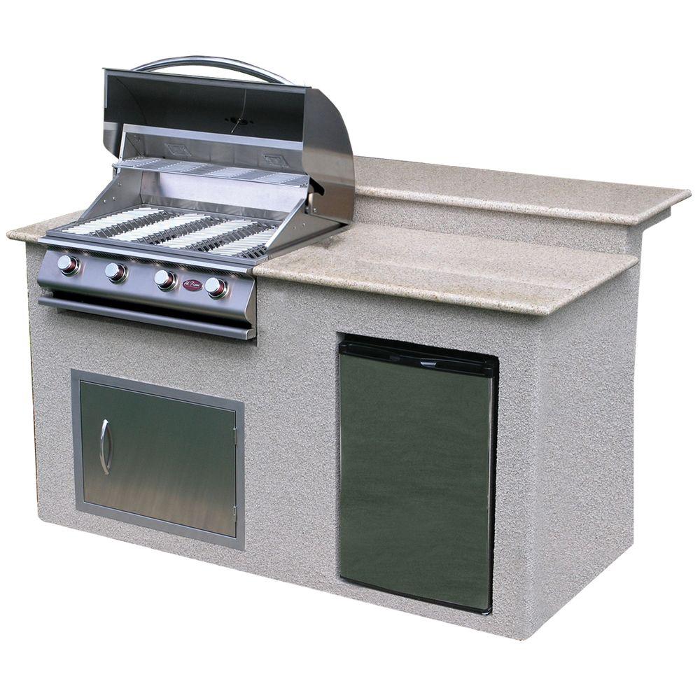 An image of Cal Flame PV 6016-AG Propane Gas Stainless Steel Built-In Covered Grill | KnowYourGrill 