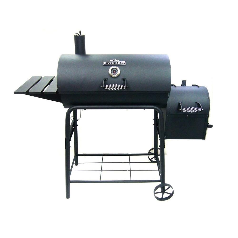 An image of RiverGrille SC2210401-RG Cattleman 29" Charcoal Steel Barrel Grill | KnowYourGrill 