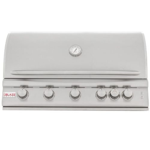 An image of Blaze Grills BLZ-5LTE-NG-BLZ-5-CART-PKG 40" Natural Gas Stainless Steel Covered Grill