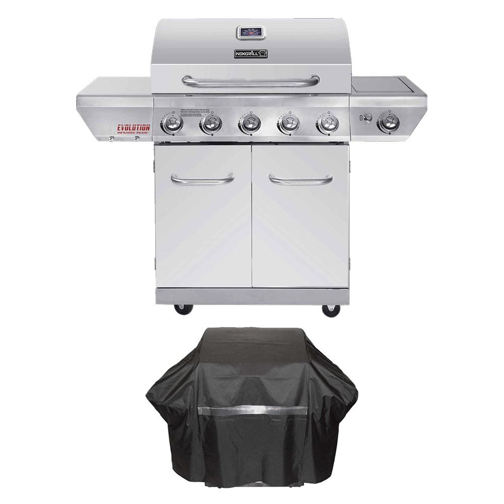 An image of Nexgrill 720-0882AX Evolution Propane Gas Stainless Steel Freestanding Covered Grill