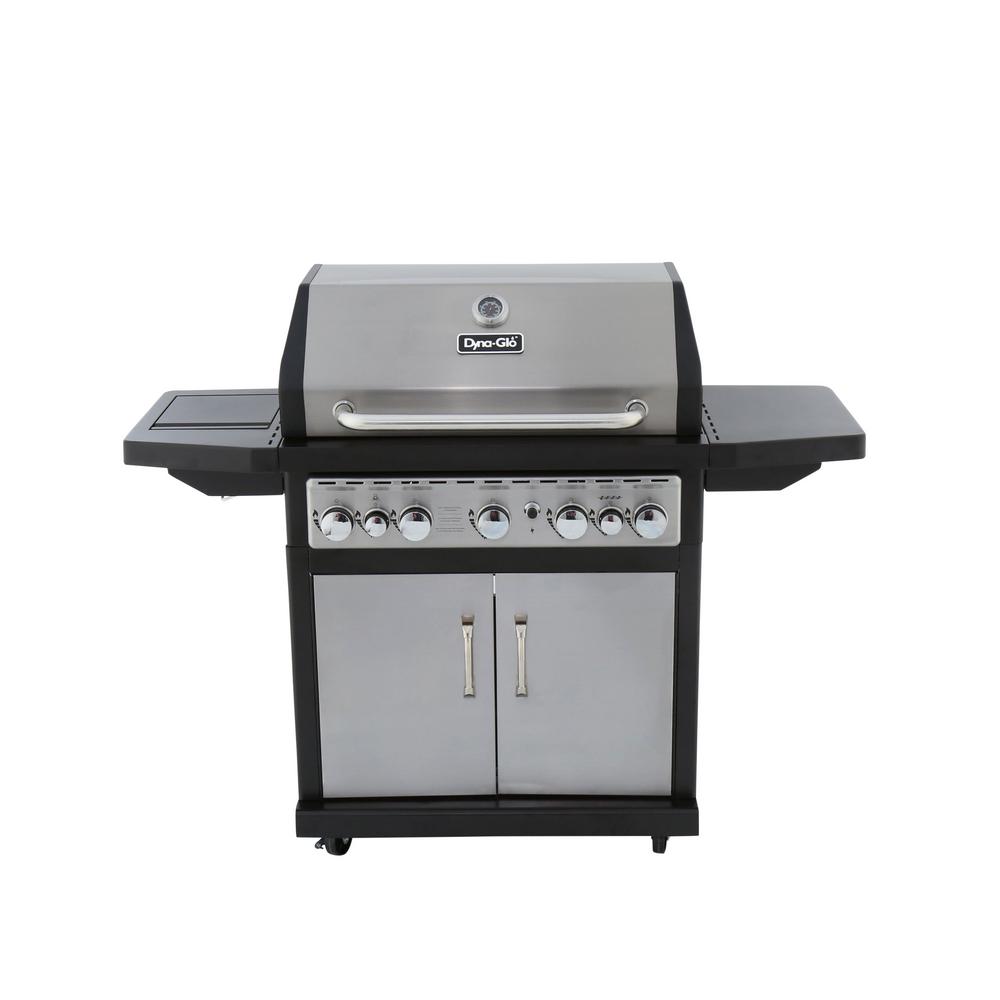 An image of Dyna-Glo DGA550SSN-D Natural Gas Stainless Steel Freestanding Covered Grill | KnowYourGrill 