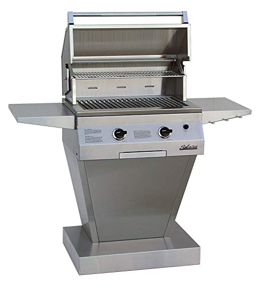 An image of Solaire SOL-AGBQ-27GVI-LP-PED 27" Propane Gas Stainless Steel Covered Grill | KnowYourGrill 