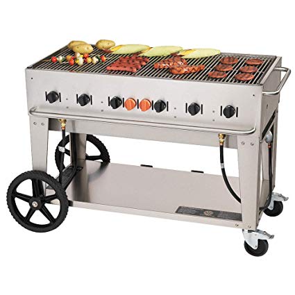 An image of Crown Verity CV-MCB-48NG 56" Natural Gas Stainless Steel Rotisserie Grill | KnowYourGrill 