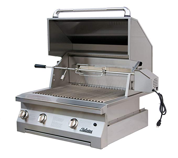 An image of Solaire SOL-AGBQ-30VI-LP 30'' Propane Gas Stainless Steel Covered Grill | KnowYourGrill 