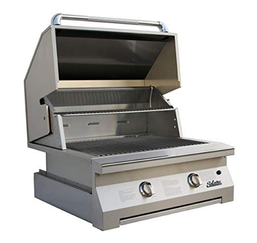 An image of Solaire SOL-IRBQ-30VI-LP 30'' Propane Gas Stainless Steel Covered Grill | KnowYourGrill 