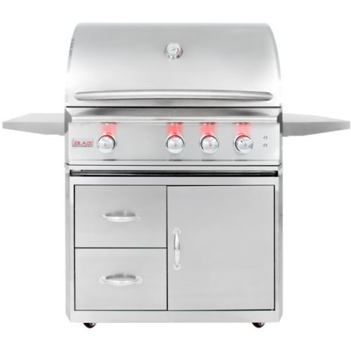 An image of Blaze Grills BLZ-3PRO-NG-BLZ-3PRO-CART-PKG 34" Natural Gas Stainless Steel Covered Grill