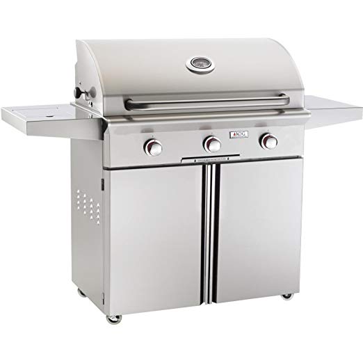 An image of RH Peterson Co. T Series 36'' Natural Gas Stainless Steel Freestanding Rotisserie Grill | KnowYourGrill 