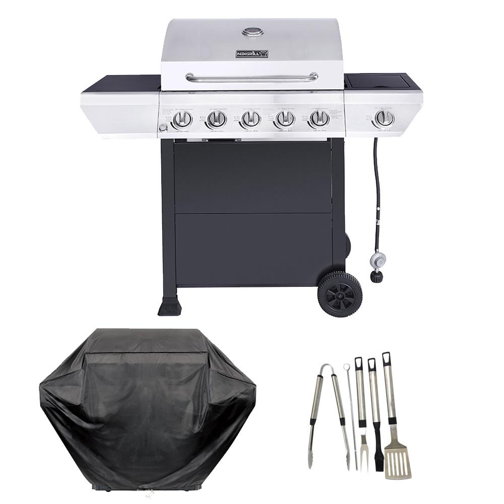 An image of Nexgrill 720-0888AXA Propane Gas Stainless Steel Freestanding Covered Grill