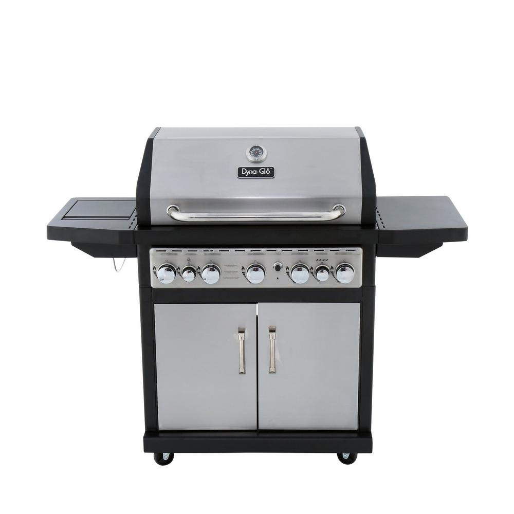 An image of Dyna-Glo DGA550SSP-D Propane Gas Stainless Steel Freestanding Covered Grill