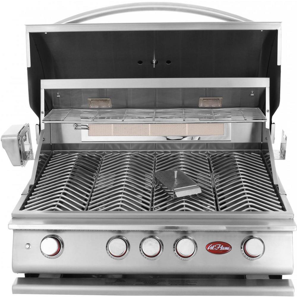 An image of Cal Flame BBQ13P04 Propane Gas Stainless Steel Built-In Infrared Covered Grill