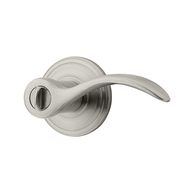 An image related to Kwikset 97300-790 Bathroom Privacy Satin Nickel Lever Lockset Lock