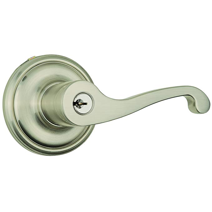 An image of BRINKS 23014-119 Bathroom Entry Satin Nickel Lever Lockset Lock