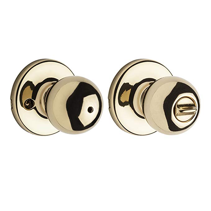 Kwikset 93001640 Bathroom Privacy Polished Brass Lever Lockset Lock