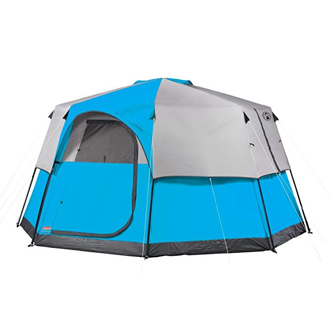 An image related to Coleman Large Waterproof Polyester Taffeta 8-Person Blue and Gray Octagon 2-Season 34 X 13.5 X 11.8 Inch Tent