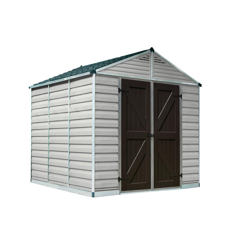 An image of Palram Skylight 703979 Plastic Patio 8 ft. x 8 ft. Traditional Shed