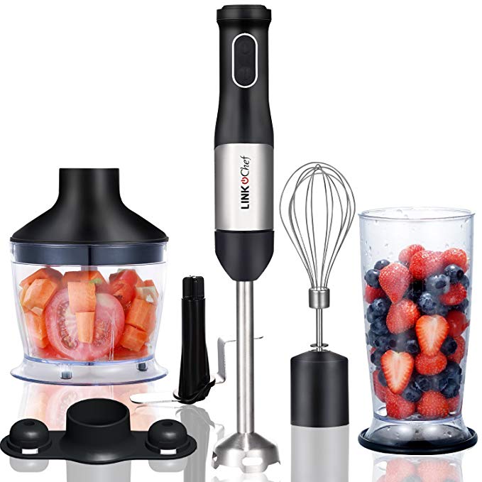 An image of LINKChef HB-2140T Silver and Black Variable Speed Dial 500 W Immersion Blender