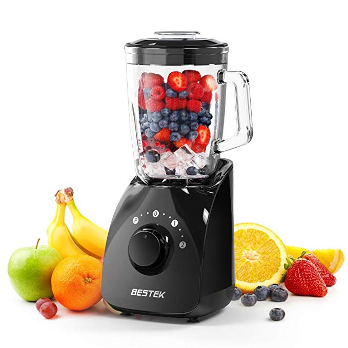 An image of BESTEK 1190-NW Black Variable Speed Dial 350 W Blender for Smoothies | Trusted Blenders 