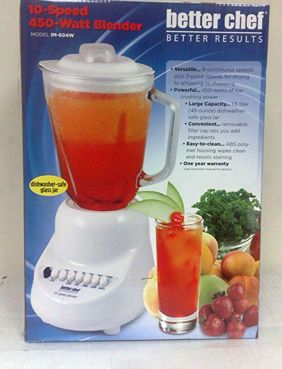 An image of Better Chef IM-604W White 10-Speed 450 W Blender | Trusted Blenders 