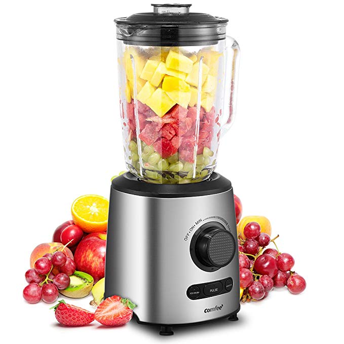 An image of Comfee MJ-BL5001AW Silver Variable Speed Dial 500 W Blender for Smoothies | Trusted Blenders 