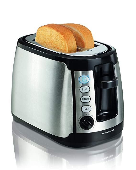 An image of Hamilton Beach 22811 2-Slice Black and Silver Cool Touch Long Slot Toaster | The Top Toasters 