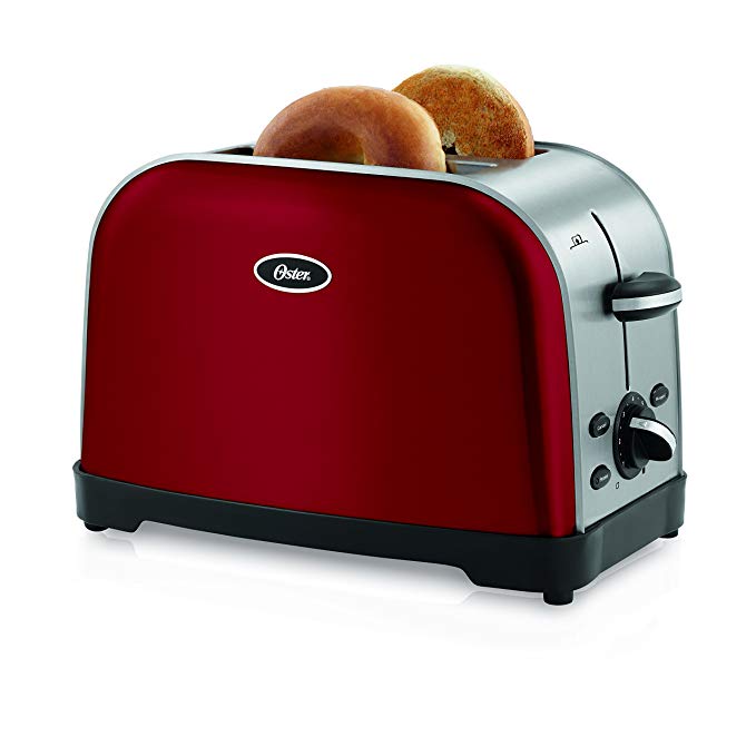 An image of Oster 2-Slice Red 7-Mode Compact Wide Slot Toaster