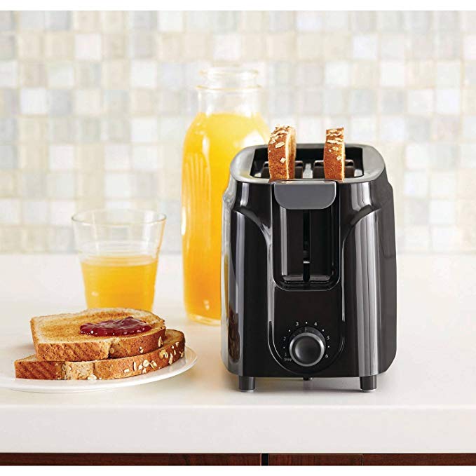 An image of Mainstays 750W 2-Slice Black 6-Mode Toaster | The Top Toasters 