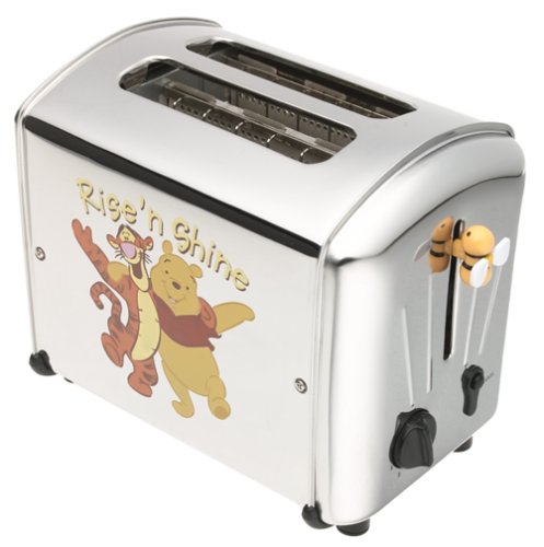 An image of VillaWare Stainless Steel Pooh N' Pals 2-Slice Classic Silver 5-Mode Wide Slot Toaster | The Top Toasters 