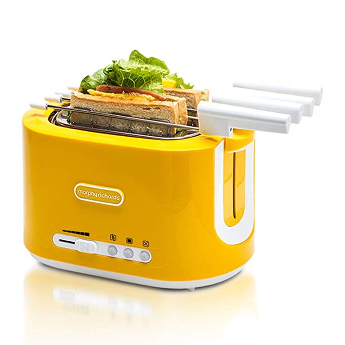 An image related to Morphy Richards 800W Stainless Steel 2-Slice Yellow 6-Mode Wide Slot Toaster