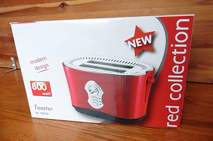 An image of Intertek 800W Modern Red 7-Mode Long Slot Toaster