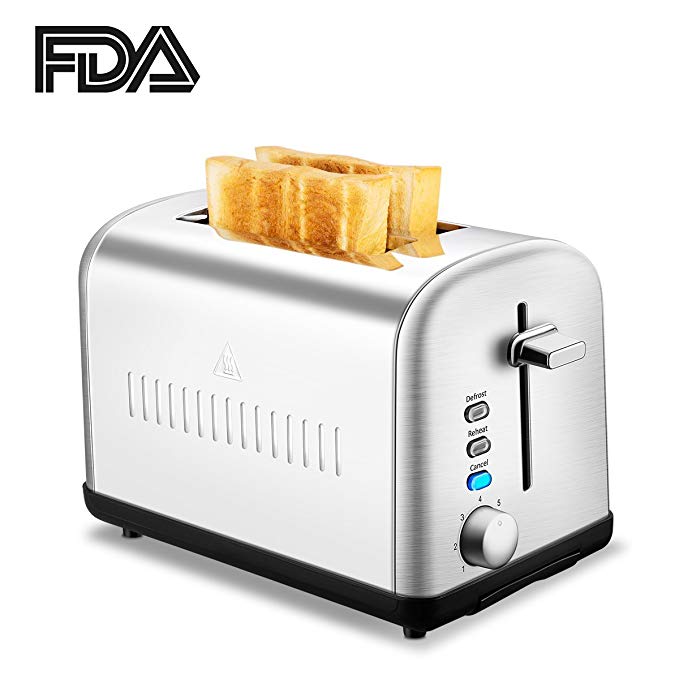 An image of Chitomax 750W Stainless Steel 2-Slice Silver 7-Mode Compact Cool Touch Wide Slot Toaster