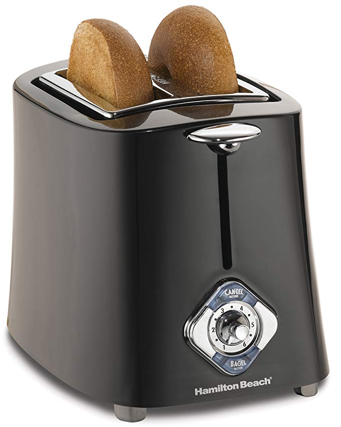 An image of Hamilton Beach 22301C 2-Slice Black Cool Touch Wide Slot Toaster | The Top Toasters 