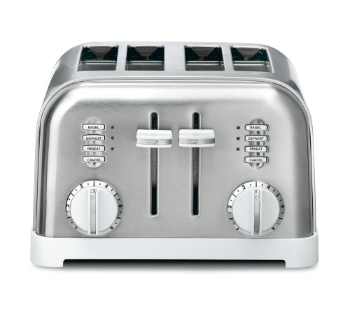 An image of Cuisinart CPT-180W Stainless Steel 4-Slice Classic Silver 6-Mode Compact Wide Slot Toaster | The Top Toasters 