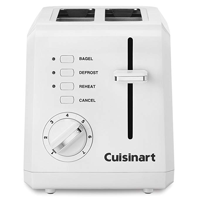 An image of Cuisinart CPT-122 Plastic 2-Slice Classic White 7-Mode Compact Cool Touch Wide Slot Toaster