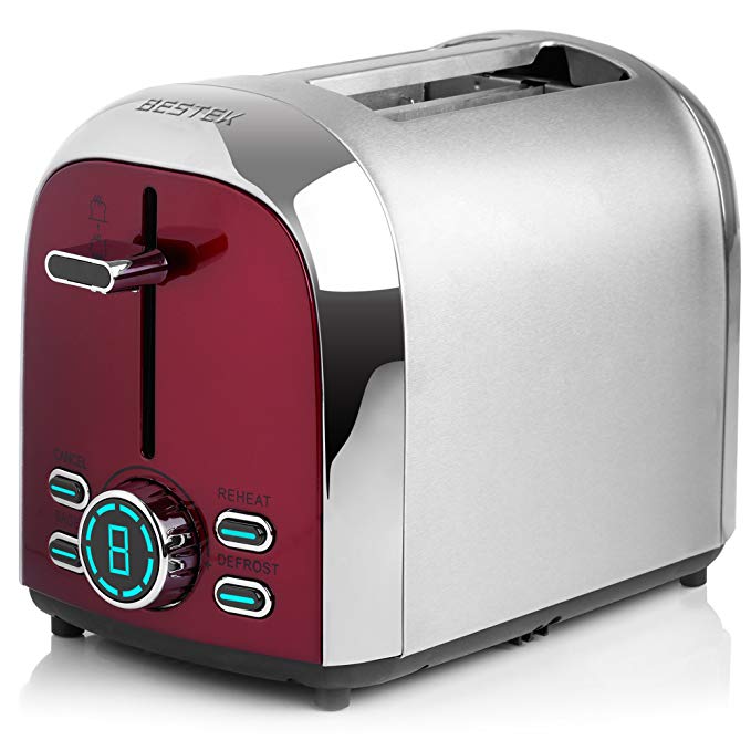 An image of BESTEK Stainless Steel 2-Slice 4-Mode Wide Slot Toaster